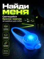 JG-005 Светящийся брелок-маячок на ошейник для собак «Найди меня» 3х7,5х1,5 см цвет синий