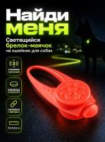 JG-005 Светящийся брелок-маячок на ошейник для собак «Найди меня» 3х7,5х1,5 см цвет красный