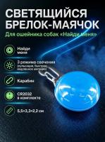 JG-004 Светящийся брелок-маячок на ошейник для собак «Найди меня» 3х5х2 см цвет синий