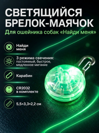 JG-004 Светящийся брелок-маячок на ошейник для собак «Найди меня» 3х5х2 см цвет разноцветный