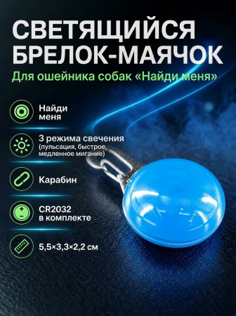 JG-004 Светящийся брелок-маячок на ошейник для собак «Найди меня» 3х5х2 см цвет красный