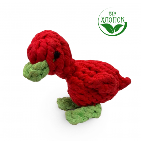 HLTG 12052  Верёвочная игрушка для домашних животных, Утка.  Цвет: красный